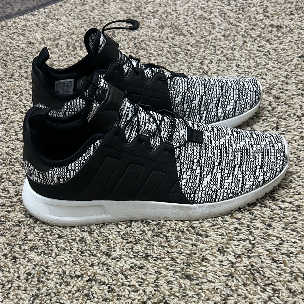 adidas Black and White Knit Running Sneakers